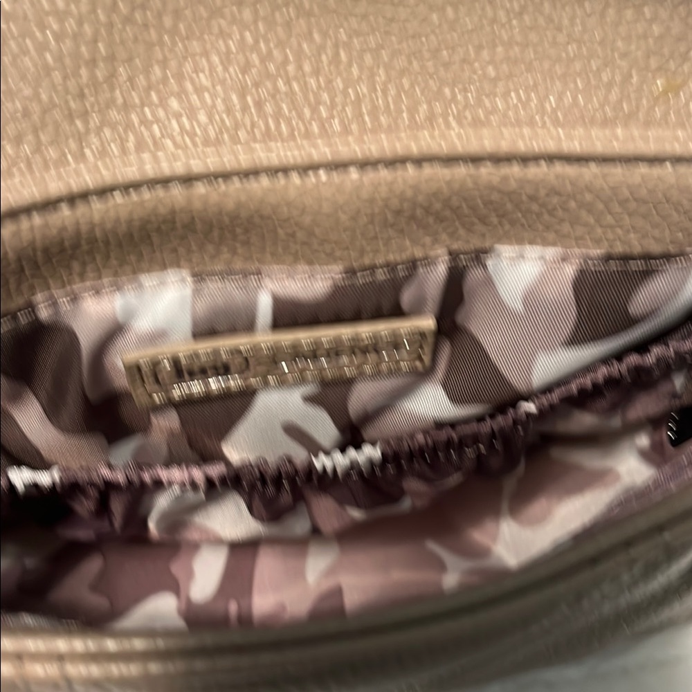 Lug Tan Quilted Clutch with Fold-Over Design - Picture 3 of 5